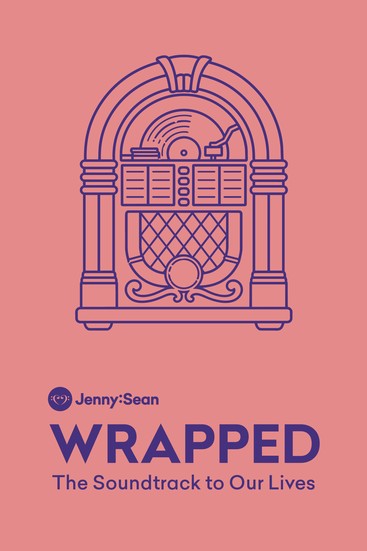 Illustration of a vintage radio with a record and a tuning dial on a pink background, accompanied by text about a soundtrack and a creator named Jenny Sean.