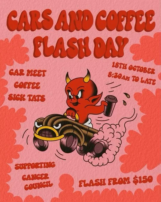 Guesting with our pals @mushintattoo for their cars &amp; coffee flash day this Sunday 18th October! Come get a sick tatt 

#brisbanetattooartist #brisbanetattooshop #tattooideas #tattoobrisbane