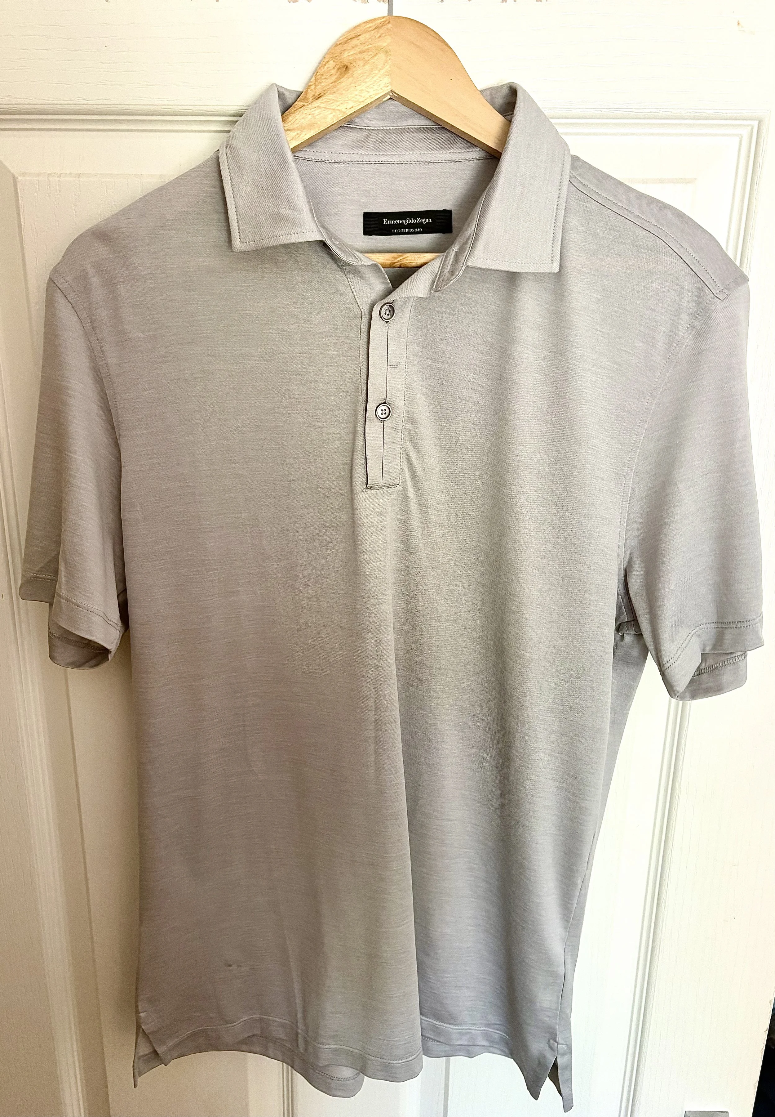 Brand New Zegna Cotton / Silk Grey Polo Shirt