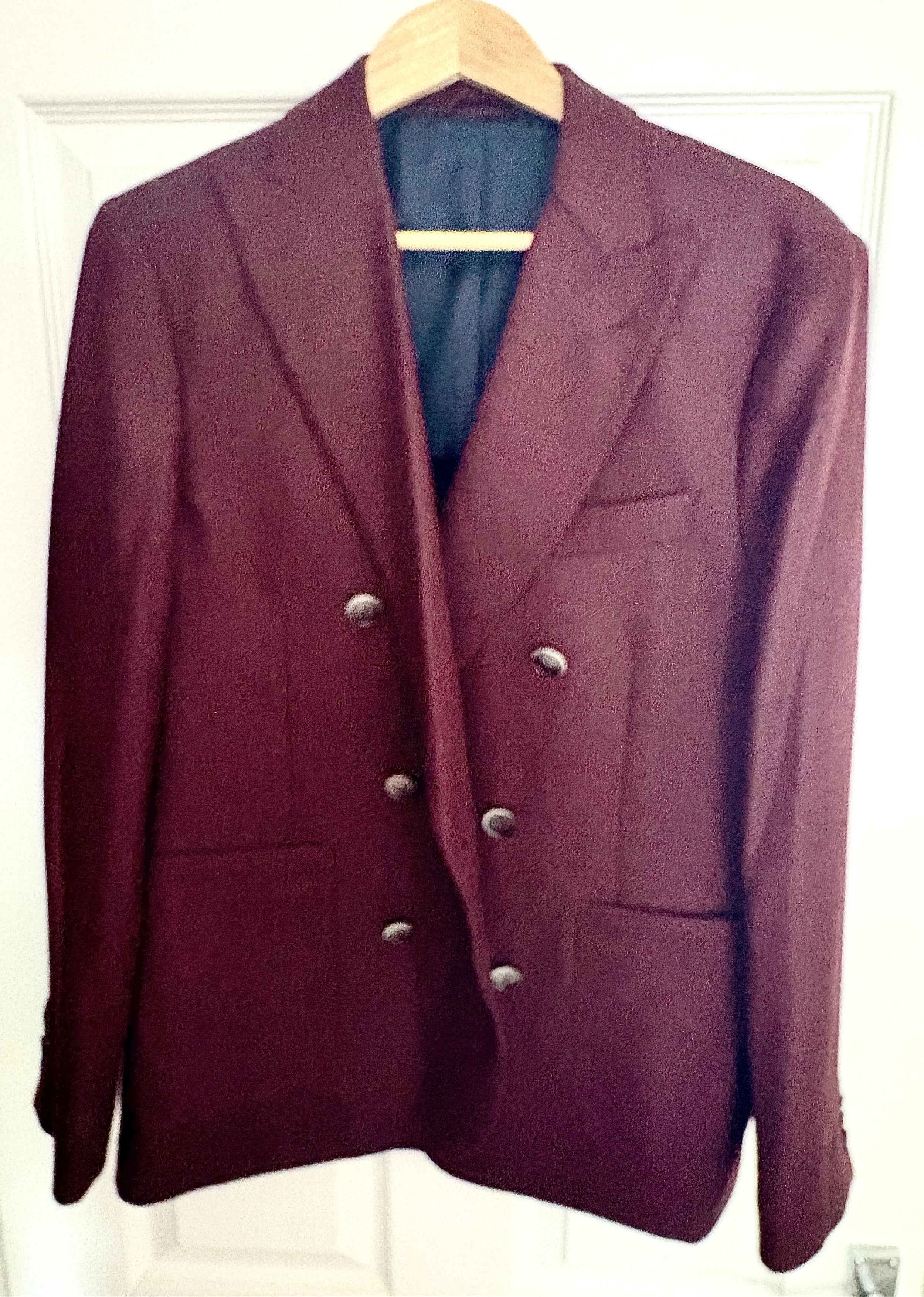 Hackett London Wool / Cashmere Double Breasted Burgundy Jacket - 40R