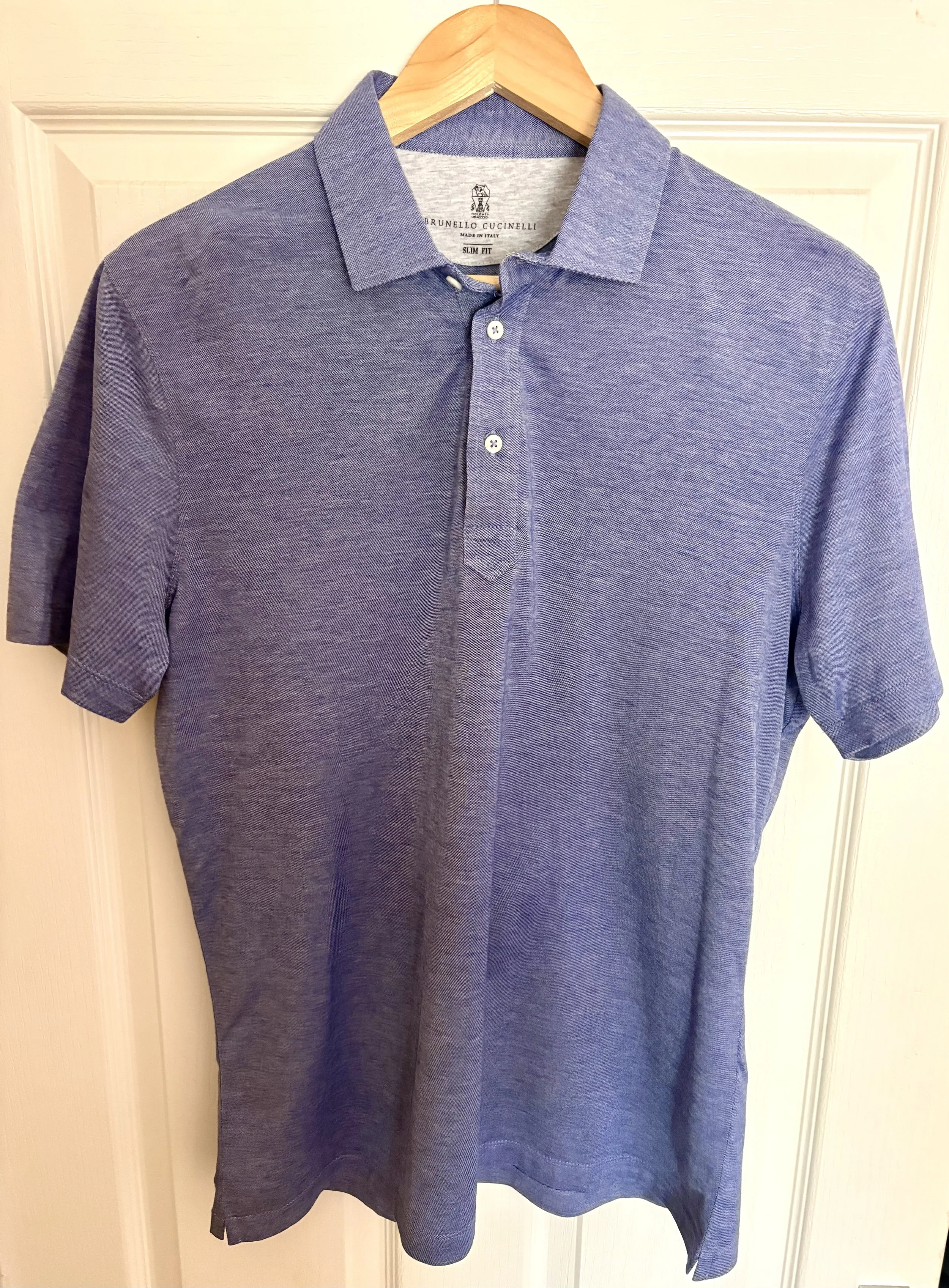 Cucinelli Blue Cotton Polo Shirt - Large