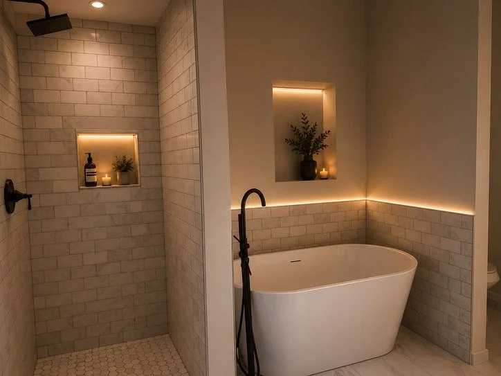 modern shower and tub