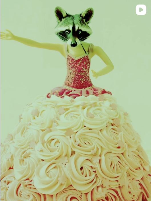 Raccoon barbie cake