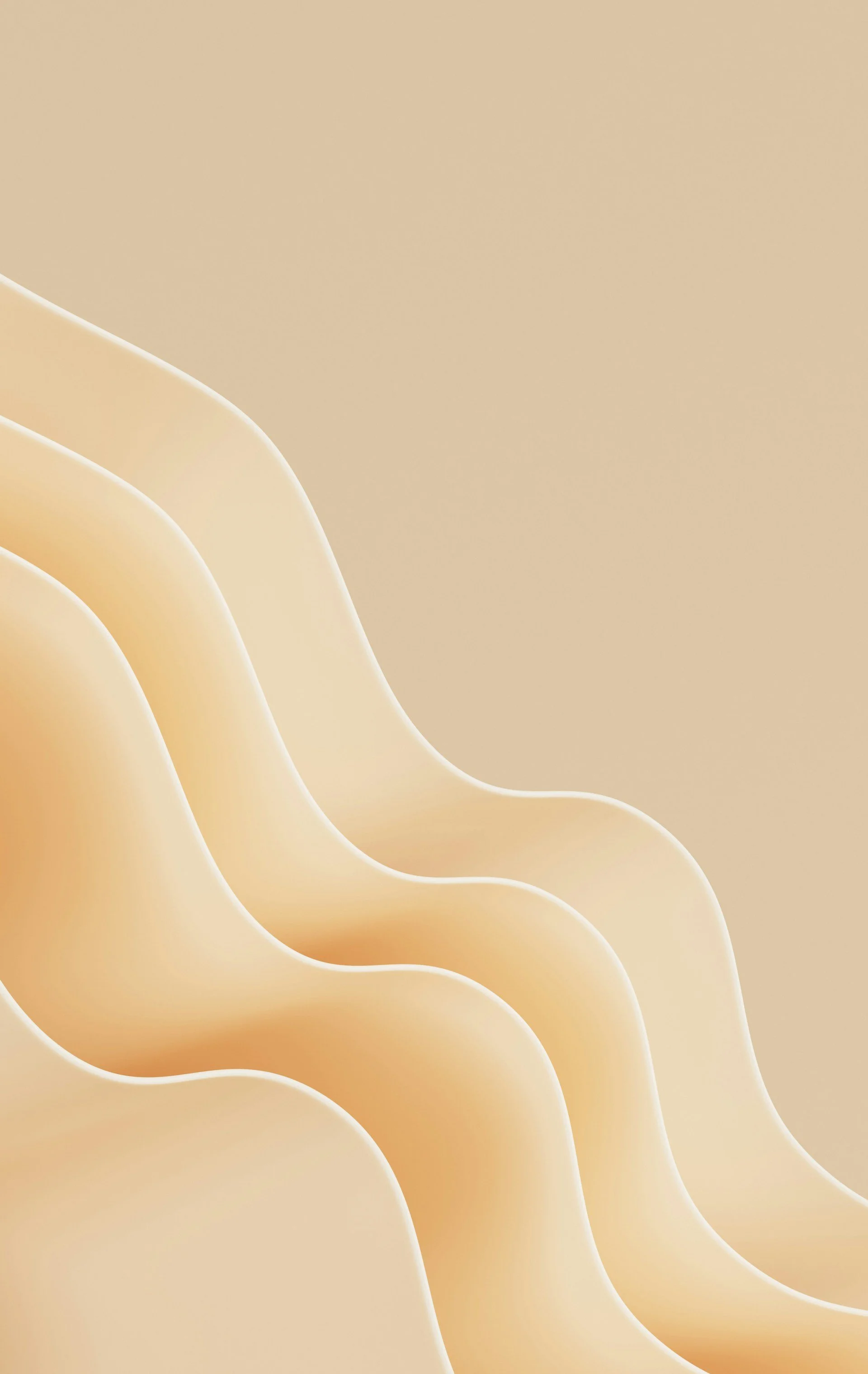 A digital abstract background with smooth, curved layers in shades of beige, cream, and light brown.