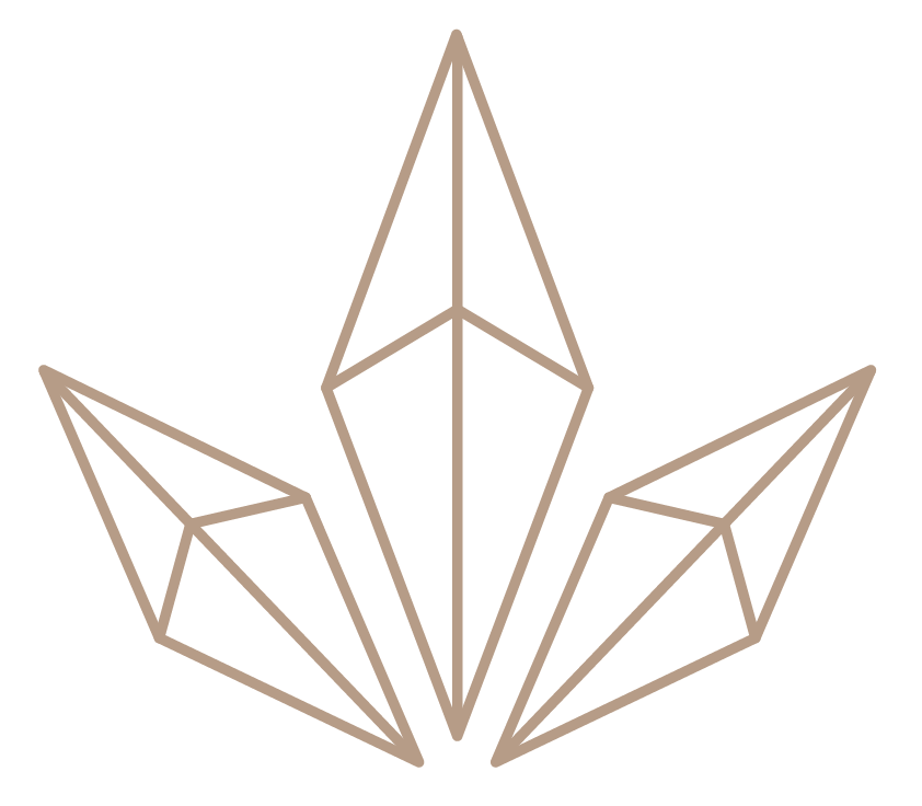 Outline geometric crystal design on a black background