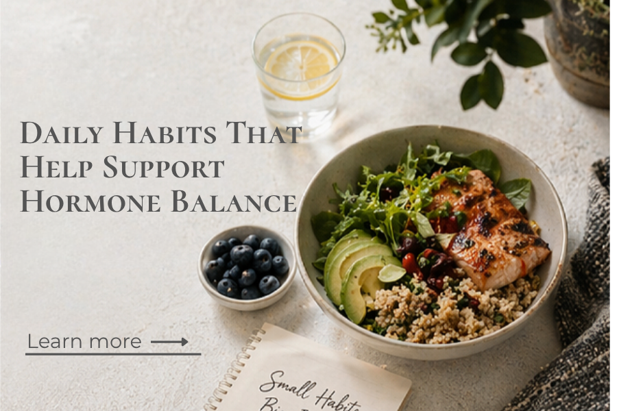 bowl of nutritious food with cup of berries and glass of lemon water