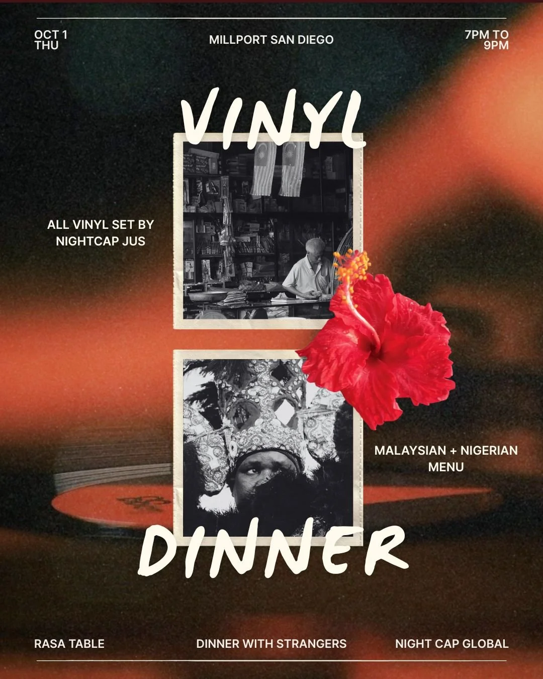 Rasa Table x NightCap Global x Dinner With Strangers Co: Vinyl Set Dinner @ Millport 7pm (October 1st, 2026)