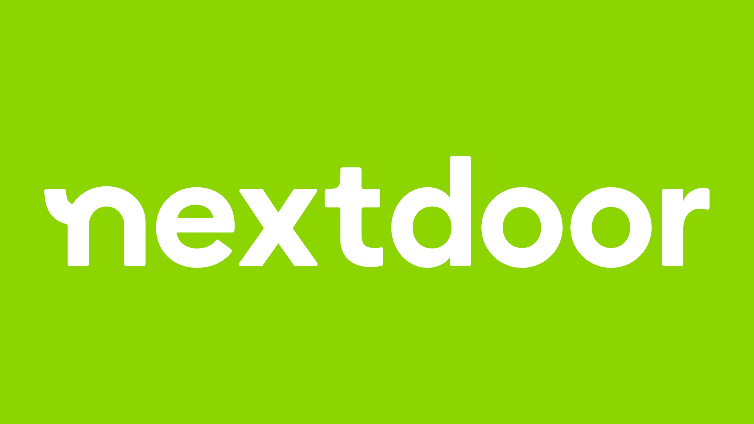Bright green background with the word 'nextdoor' in bold white lowercase letters.