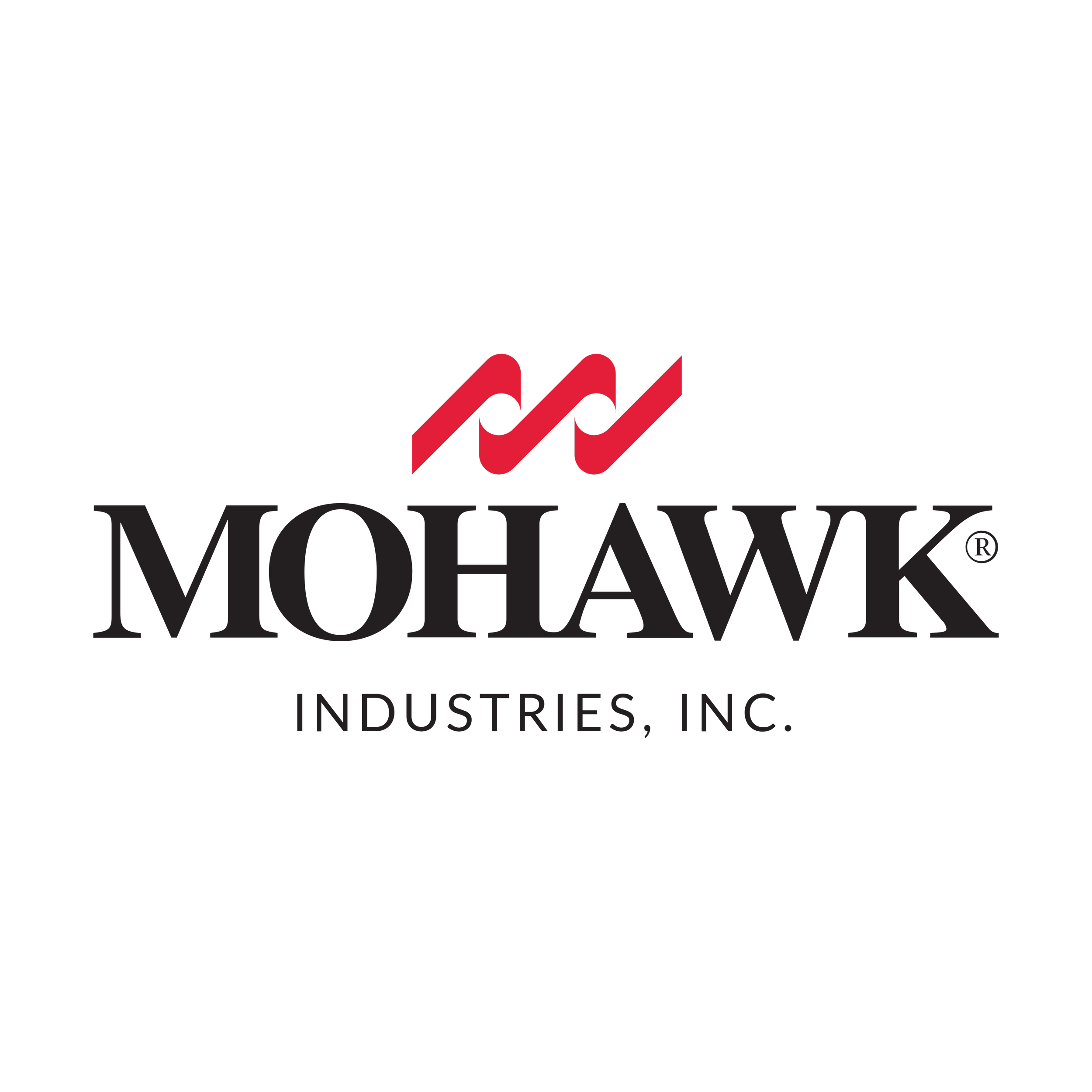 The logo of MOHAWK Industries Inc. with black and red colors.