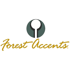 Logo with a stylized tree and wrench symbol above the words 'Forest Accents' in gold cursive font.