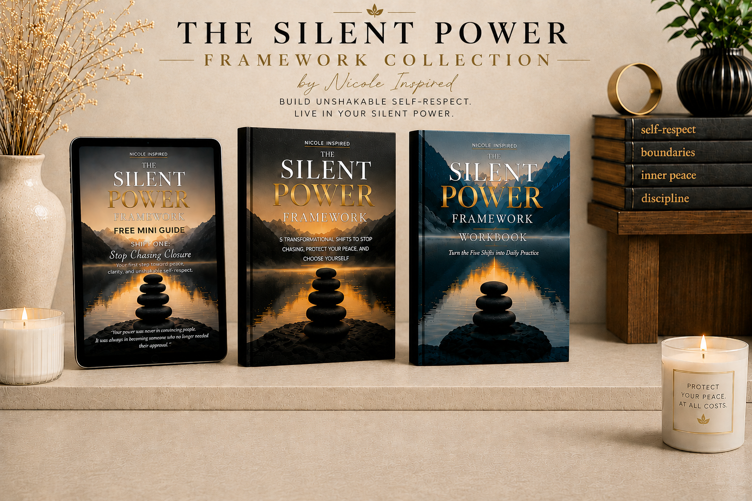 The Silent Power Framework Guide, Workbook, and Mini Guide by Nicole Inspired.