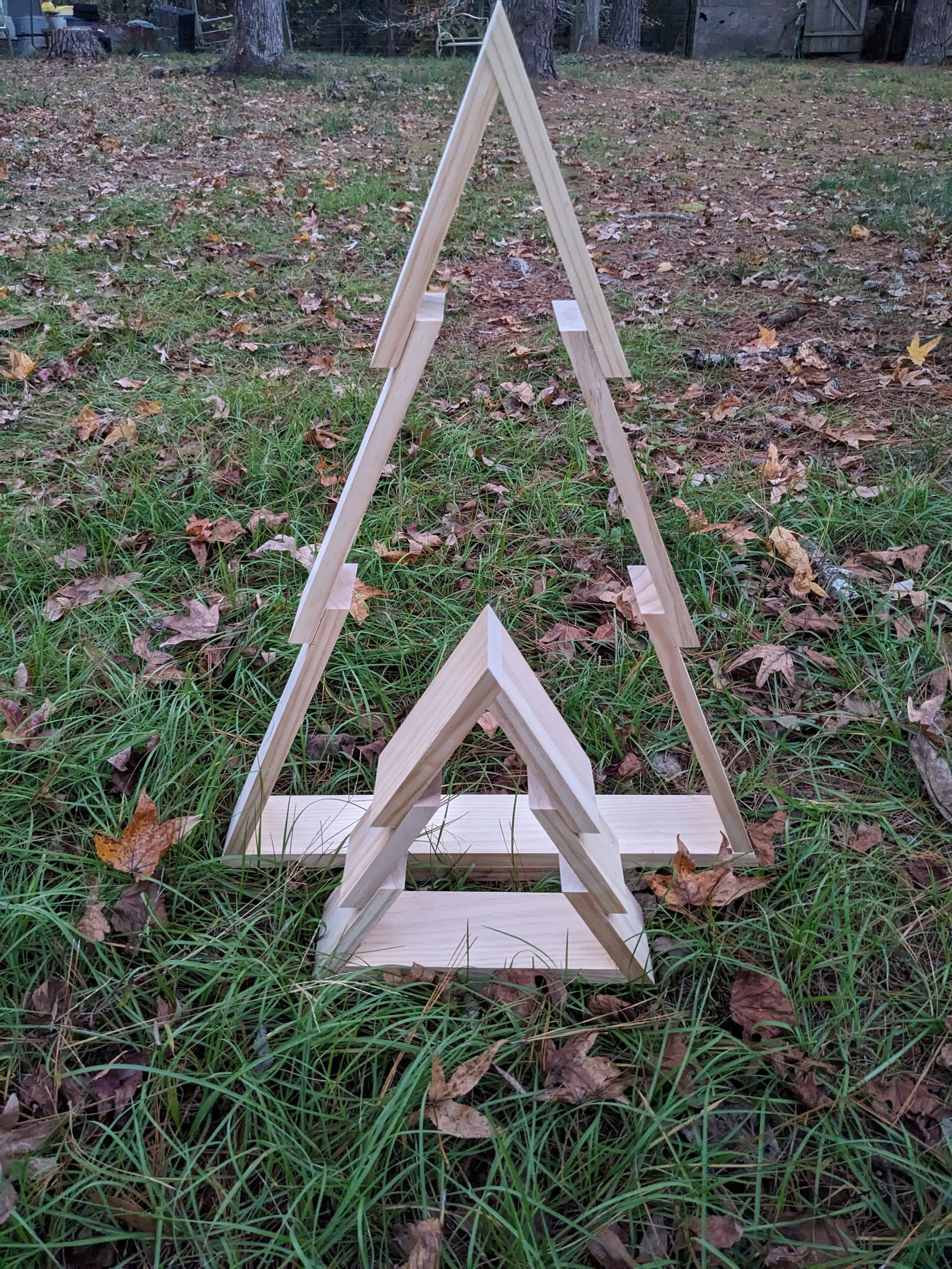 Big and small wooden Christmas Tree