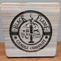 Black Flame Candle Wooden Trivet