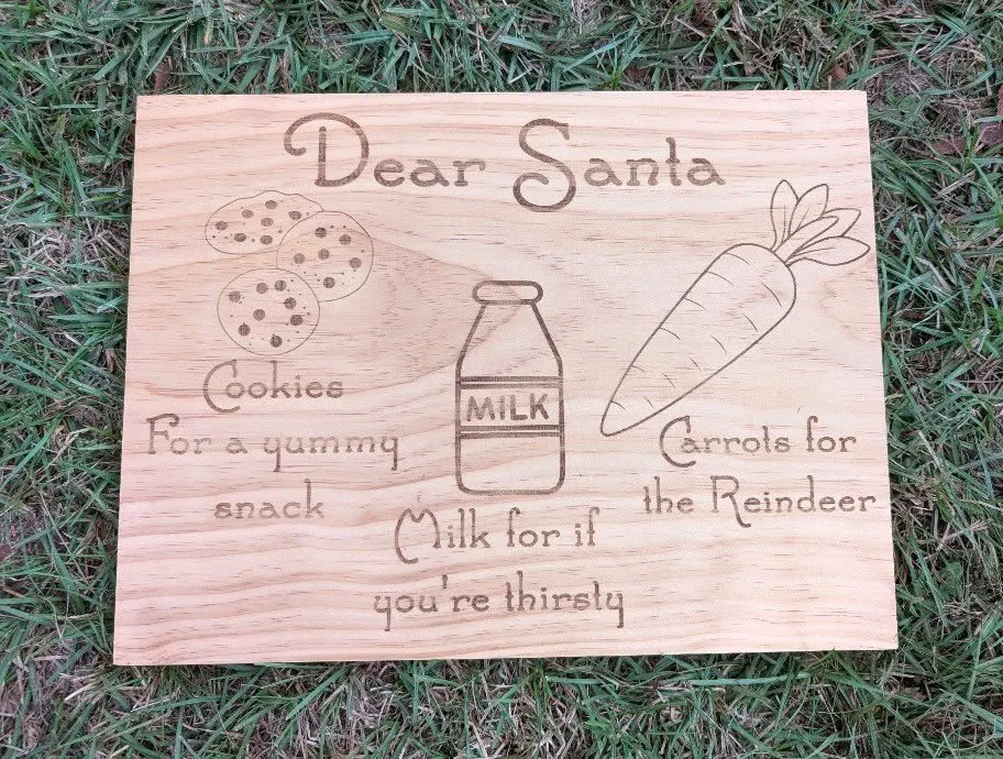 Personalized Santa's Milk & Cookies Tray: Engraved Pine Christmas Eve Tradition