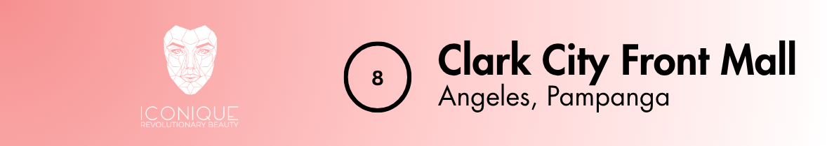Event ticket for Clark City Front Mall in Angeles, Pampanga, organized by Iconique Revoluntary Beauty, with the number 8.