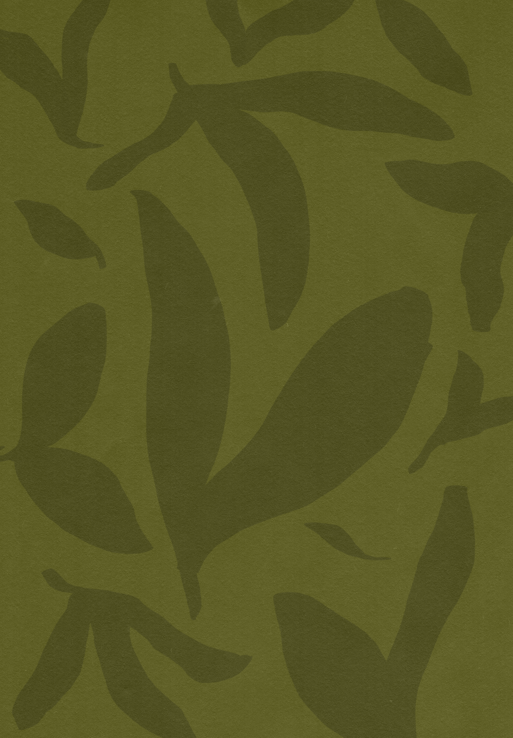 Green camouflage pattern with abstract leaf and plant shapes.