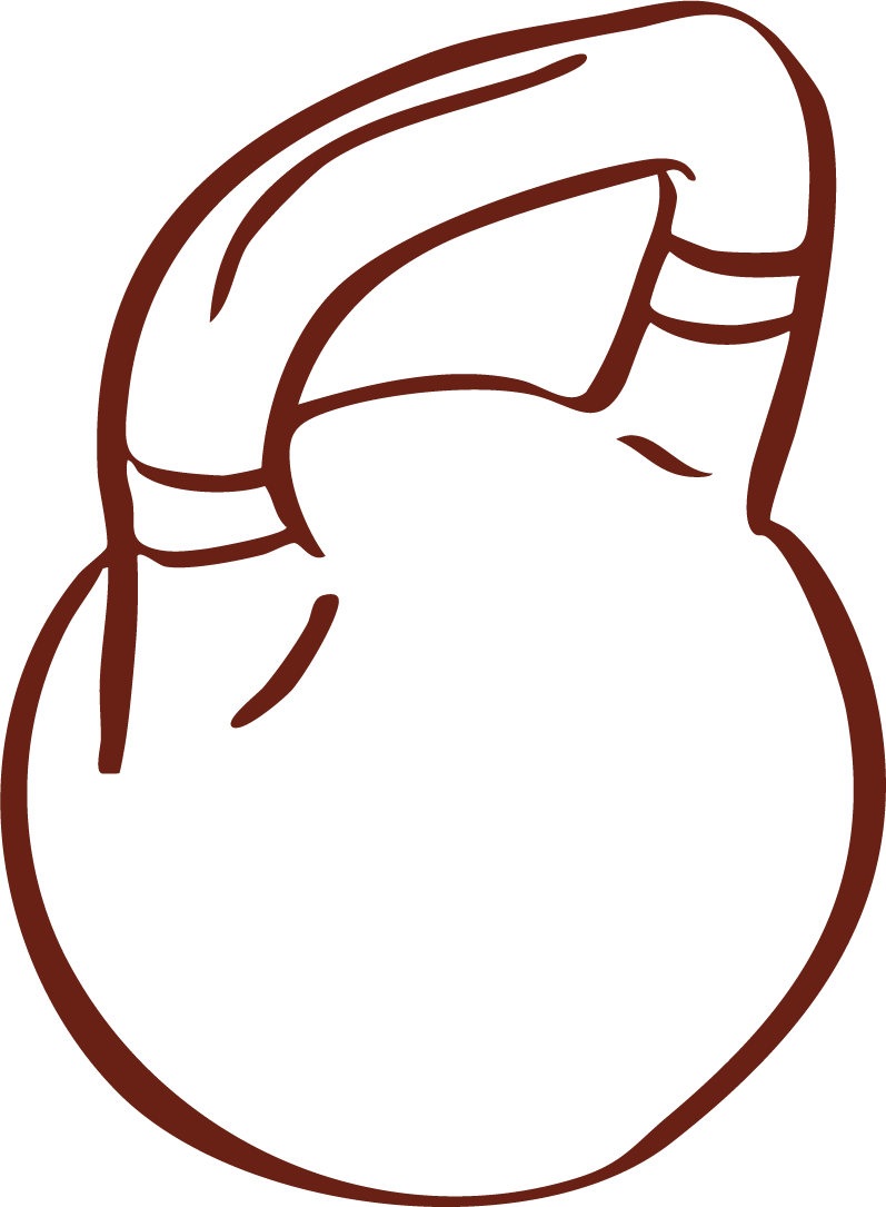 Line drawing of a heart with an arrow passing through it, in brown outline.