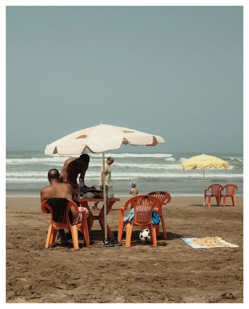 A Good Life is Mostly Coming Home, Morocco (Men on the Beach), 2025