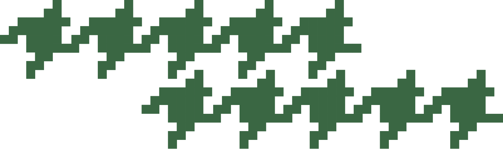 Pixelated pattern of green plus signs on a black background.