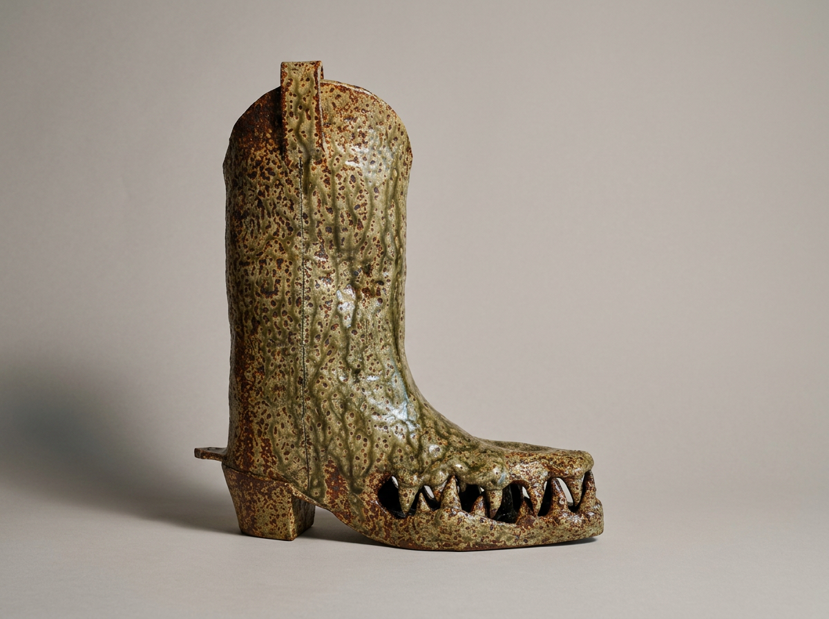 Ceramic hand made cowboy boot by Melbourne maker Anna Fox