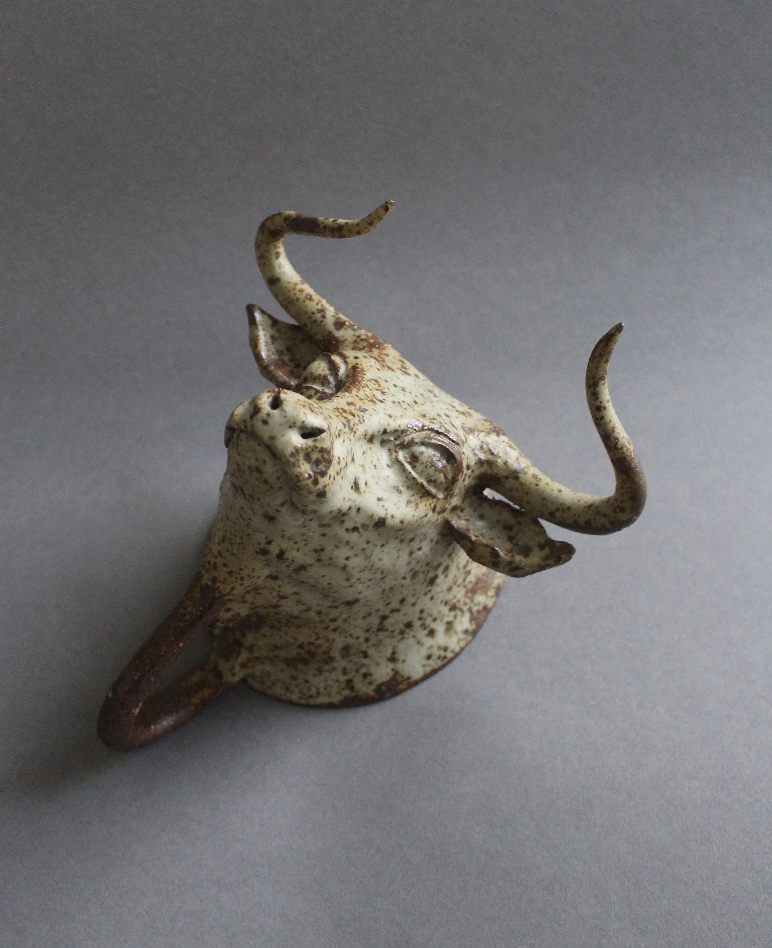Handmade sculptural pottery bull mug made in Melbourne by emerging ceramic artist Anna Fox