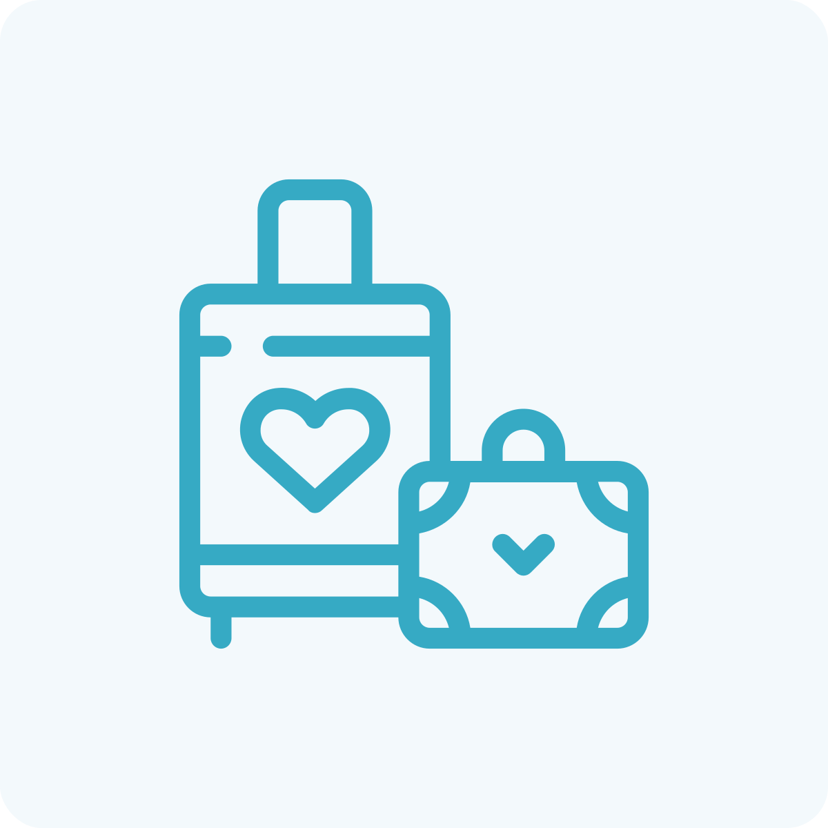 Icono de productos de cuidado personal con corazones.