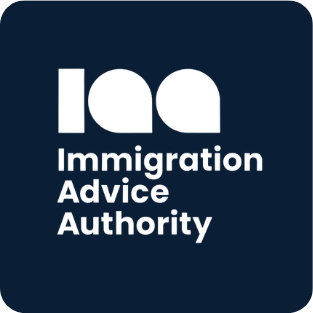 Logo of the Immigration Advice Authority with a dark blue background and white text.