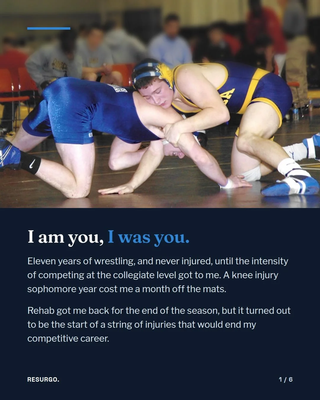 I am you, I was you.

Sixteen years of wrestling, ended by one match. What got me back wasn&rsquo;t rest. It was a PT who treated me like an athlete, even when I wasn&rsquo;t competing anymore.

That&rsquo;s how Resurgo works. Every plan starts with 