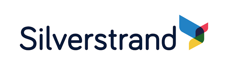 Silverstrand logo with multicolored abstract shape.