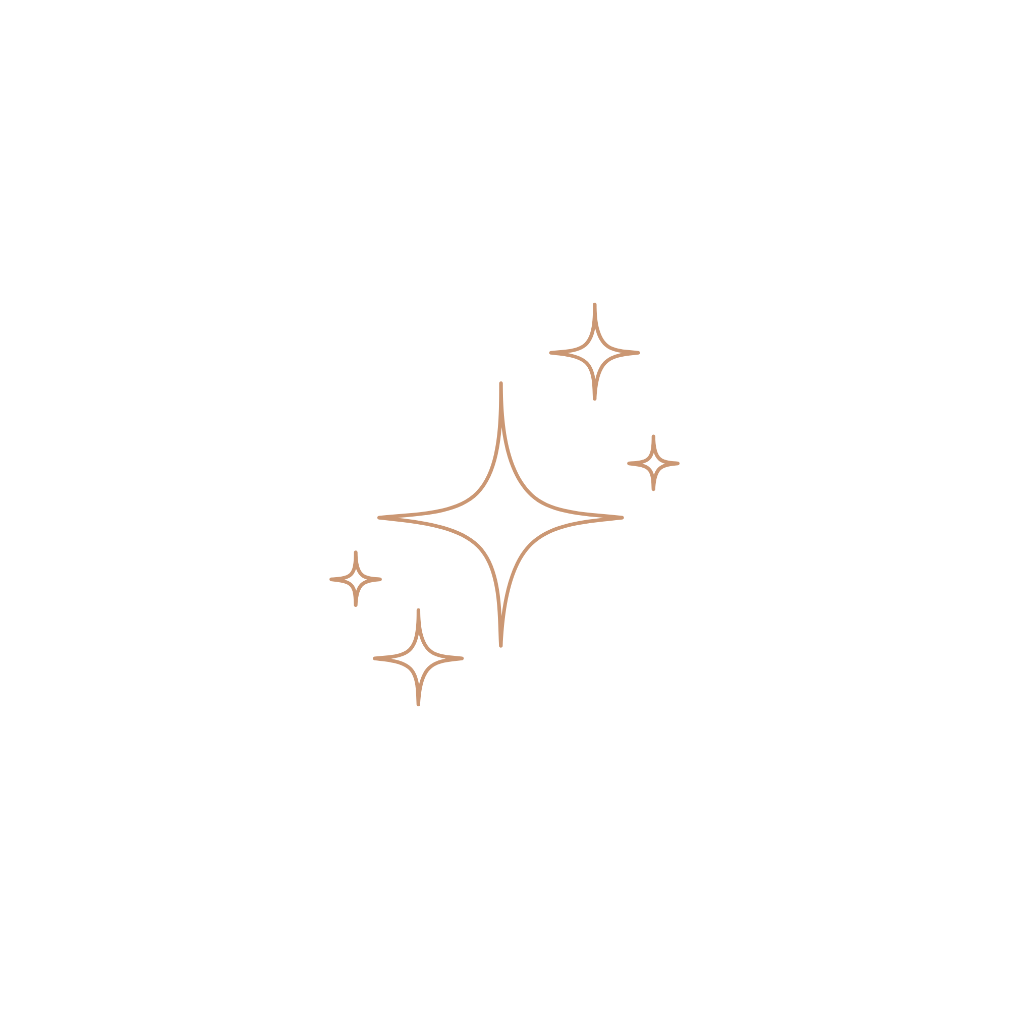 Decorative white background with sparkling beige stars or sparkles.