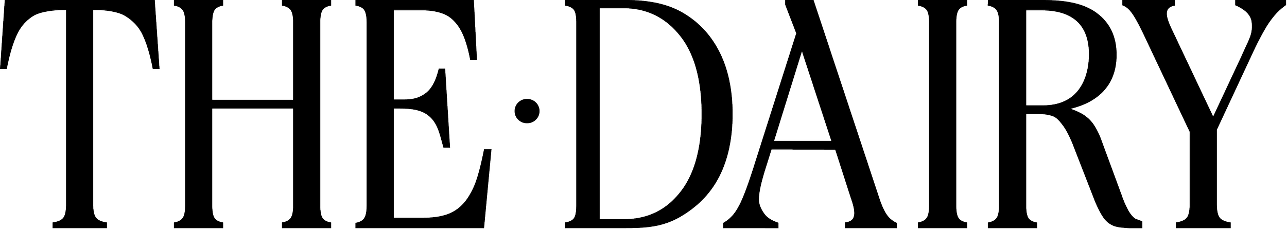 Outline of the text 'THE DAIRY' in tall, bold letters.