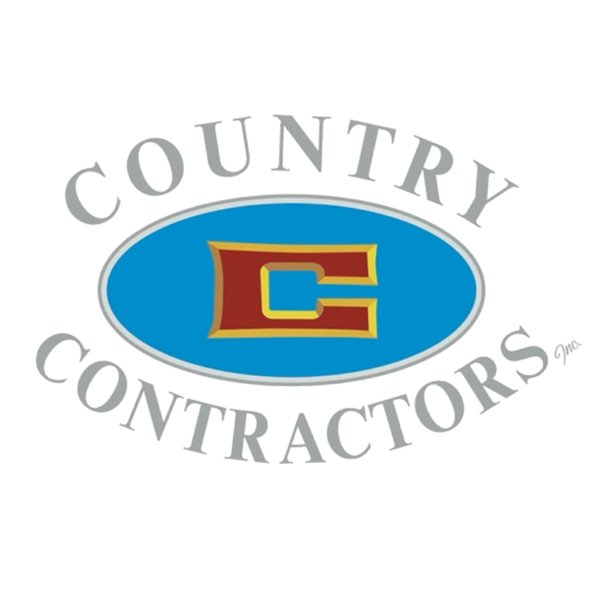 Logo for Country Contractors Inc., with a stylized letter 'C' in the center of an oval, surrounded by the company's name.