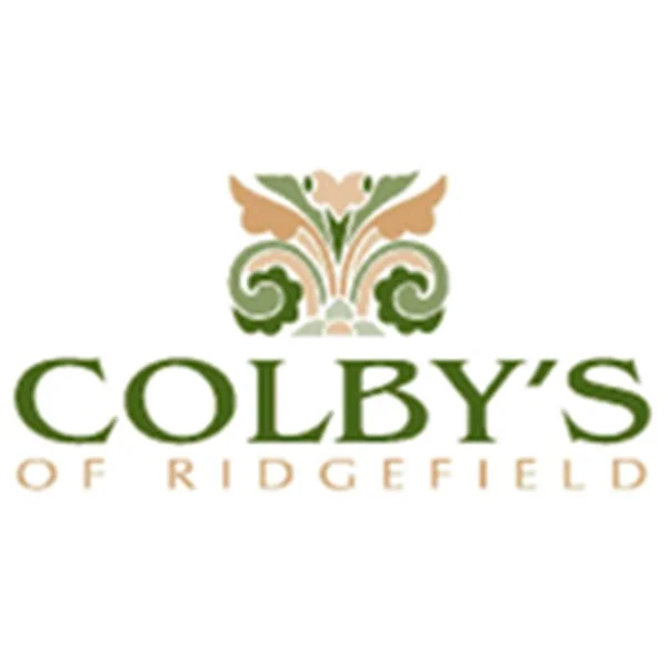 Logo for Colby's of Ridgefield featuring green and beige ornamental design above the text.