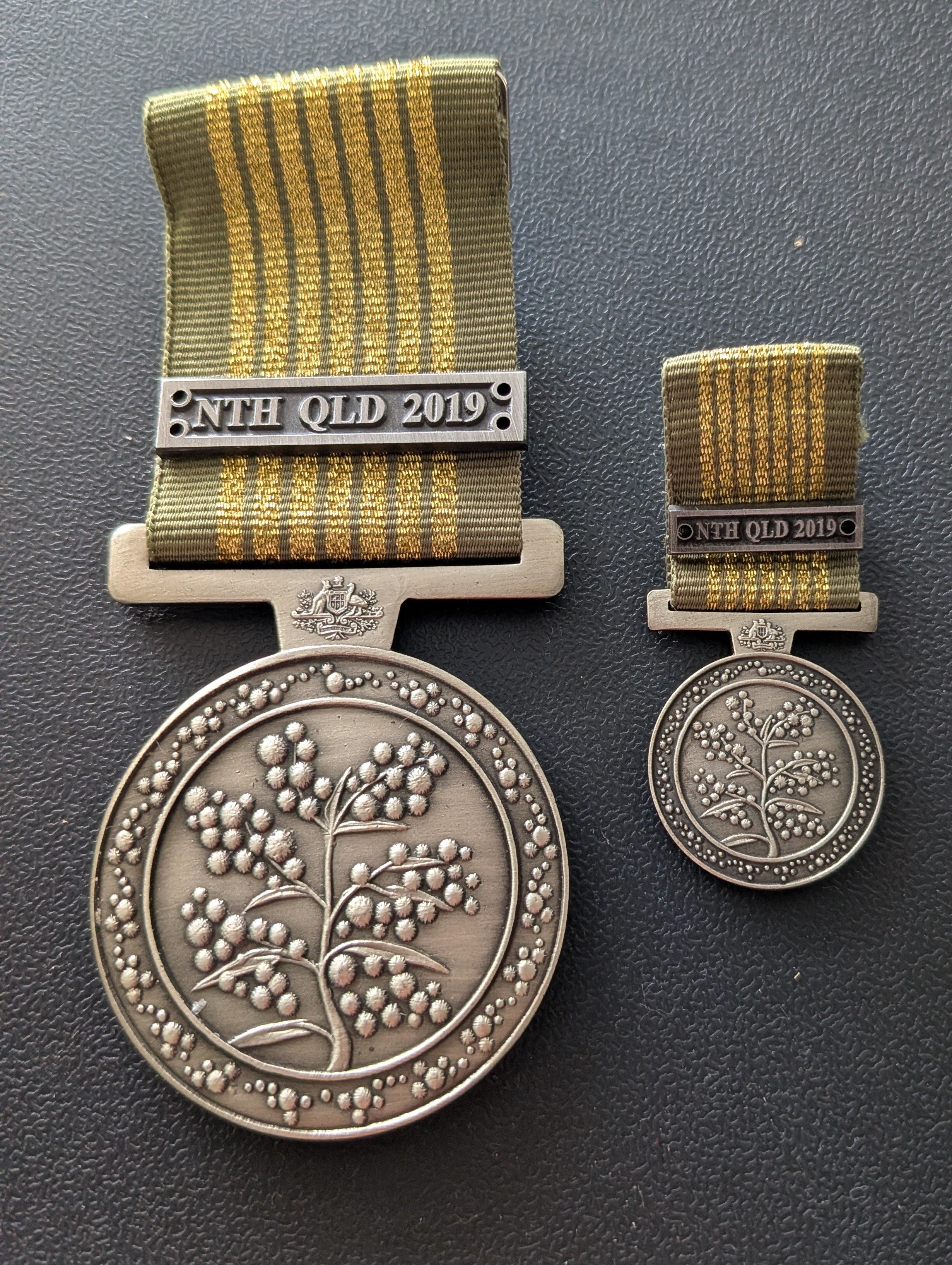 Australian National Emergency Medal. Full size and miniture