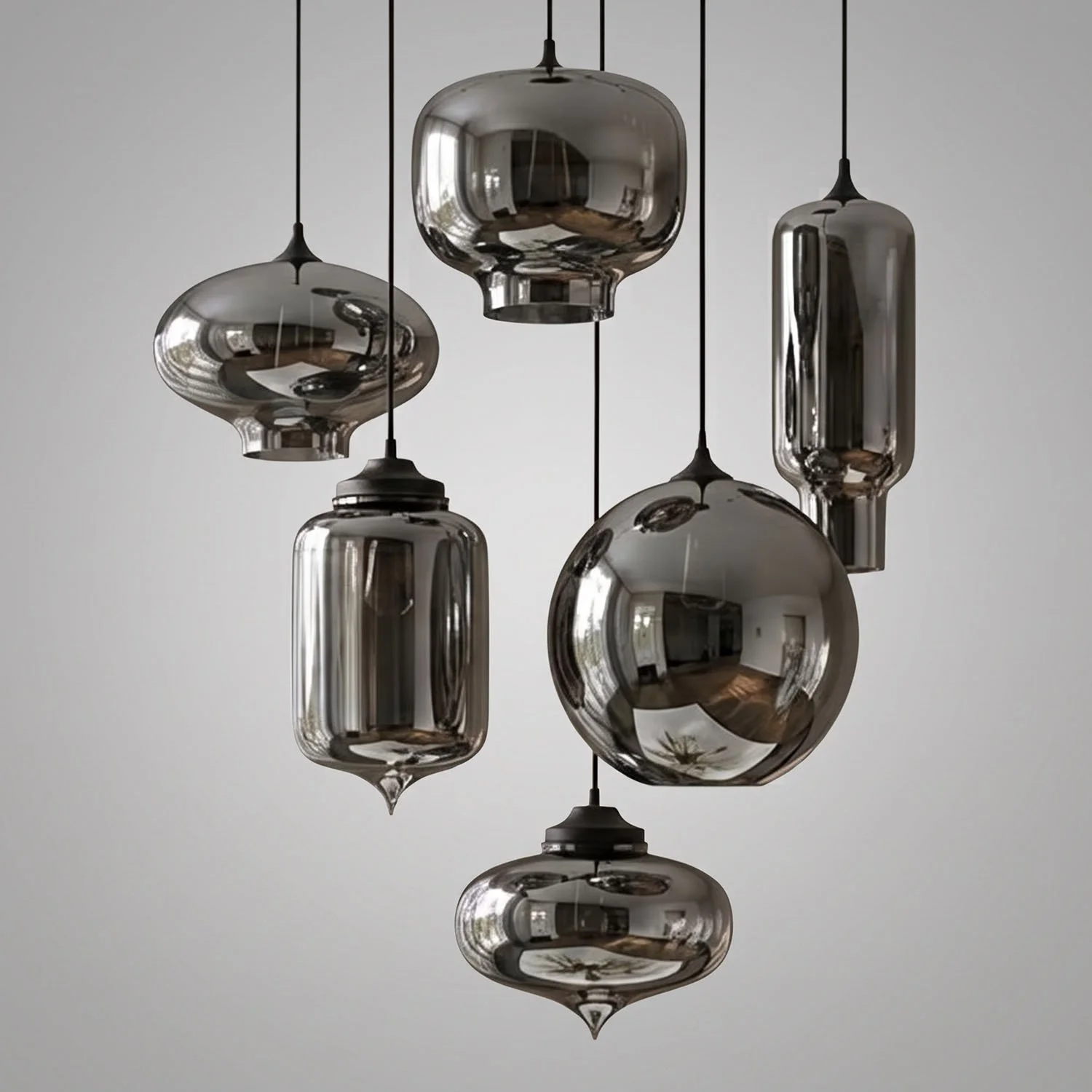Smoky Grey Glass Pendant Light