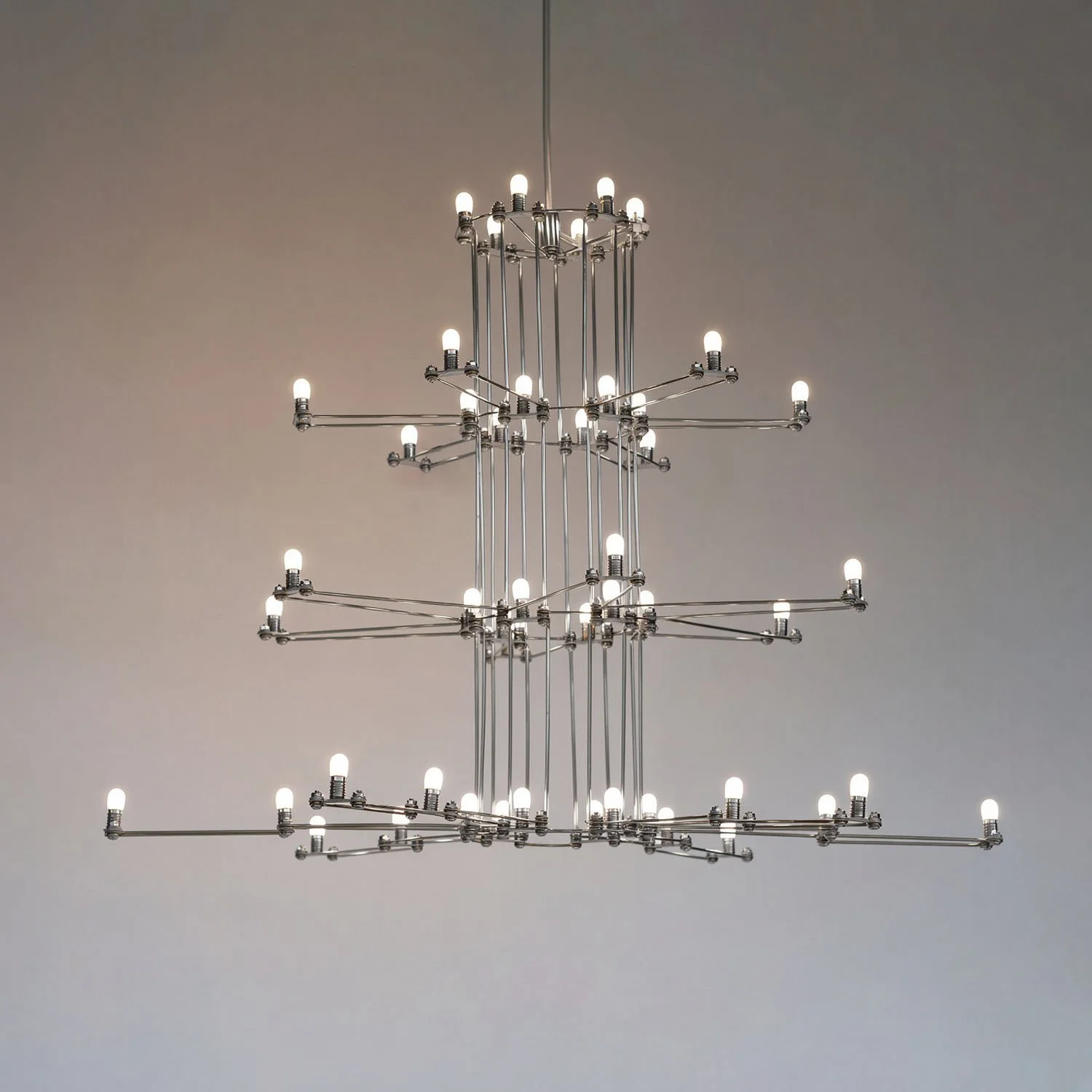 The chrome finish brings a cool, futuristic, and clean industrial touch