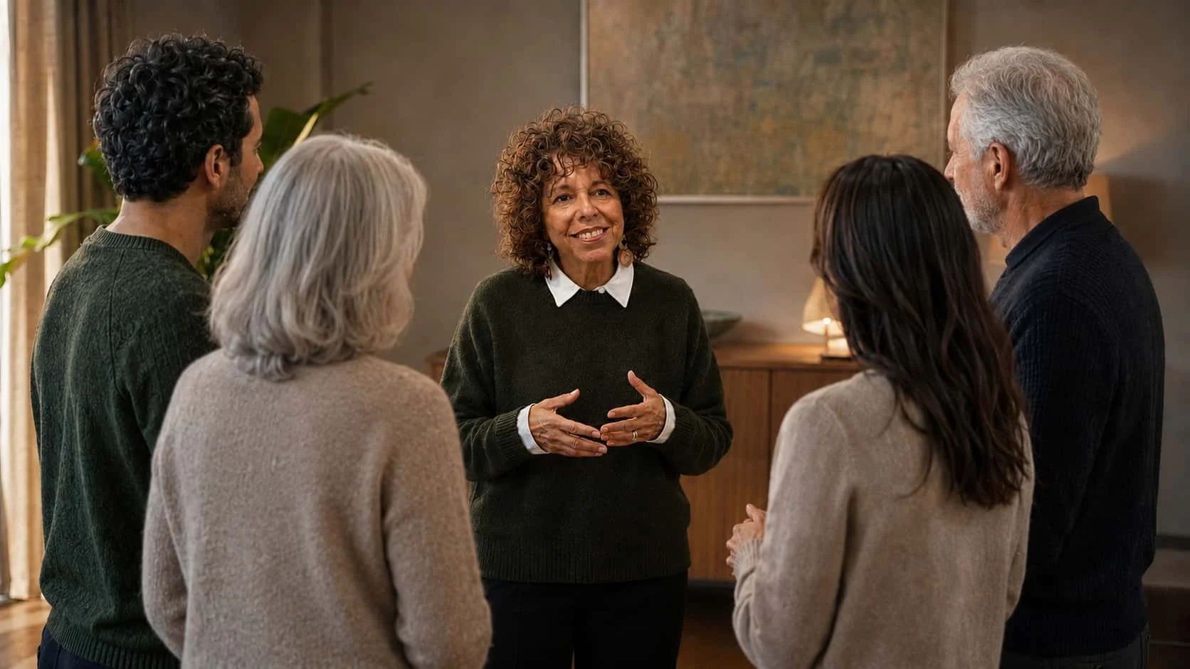 Psychologist Jasmine Sliger talking to a family.
