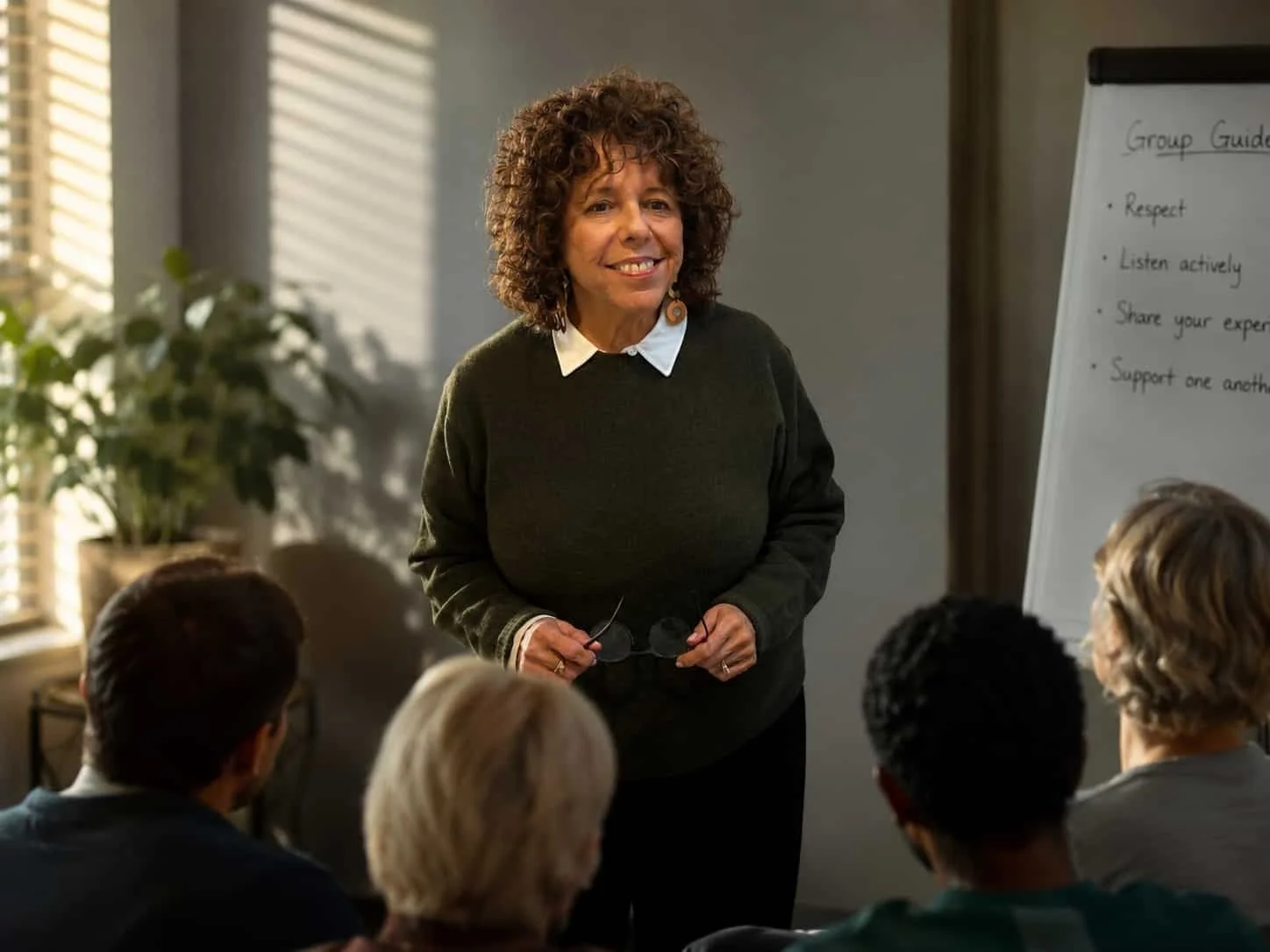 Psychologist Jasmine Sliger talking to a group of people.