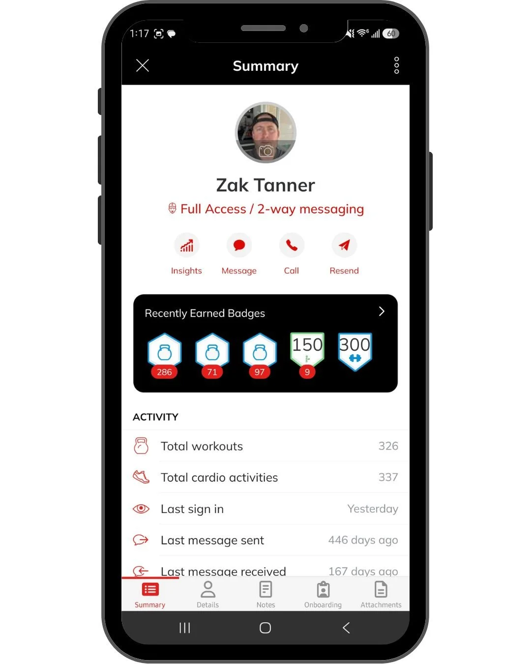 Fitness milestones and progress achievements tracked in the Hixon Fitness App