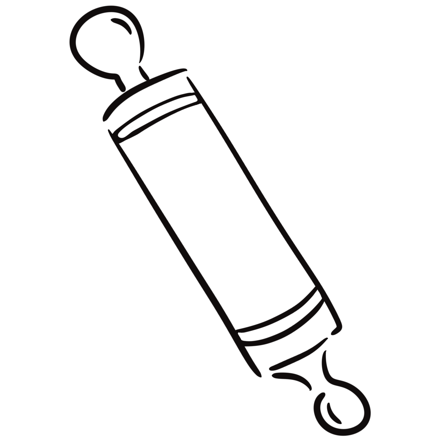 Line drawing of wooden rolling pin