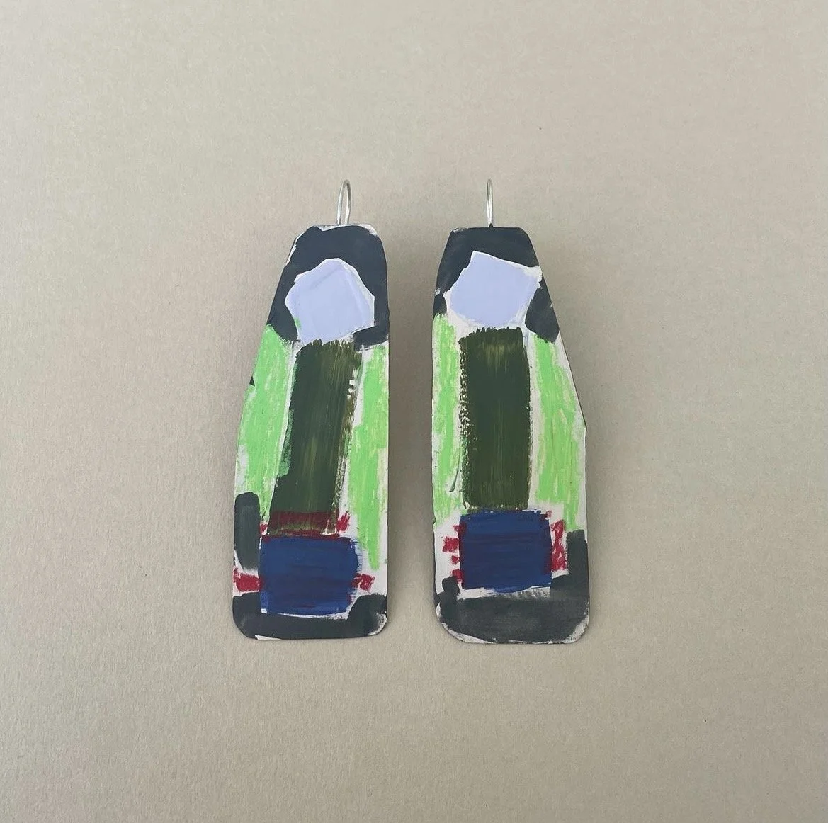 Waymark Earrings
2024
Silver, brass, heat set paint, enamel paint, oil pastel.