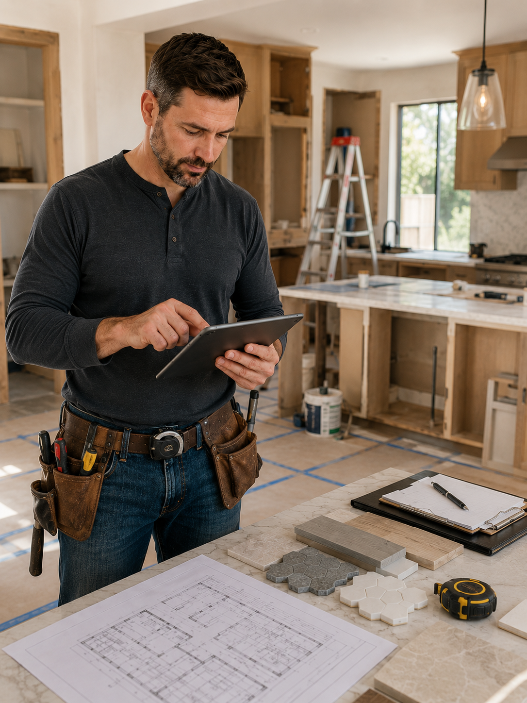 Professional contractor working on a residential renovation project