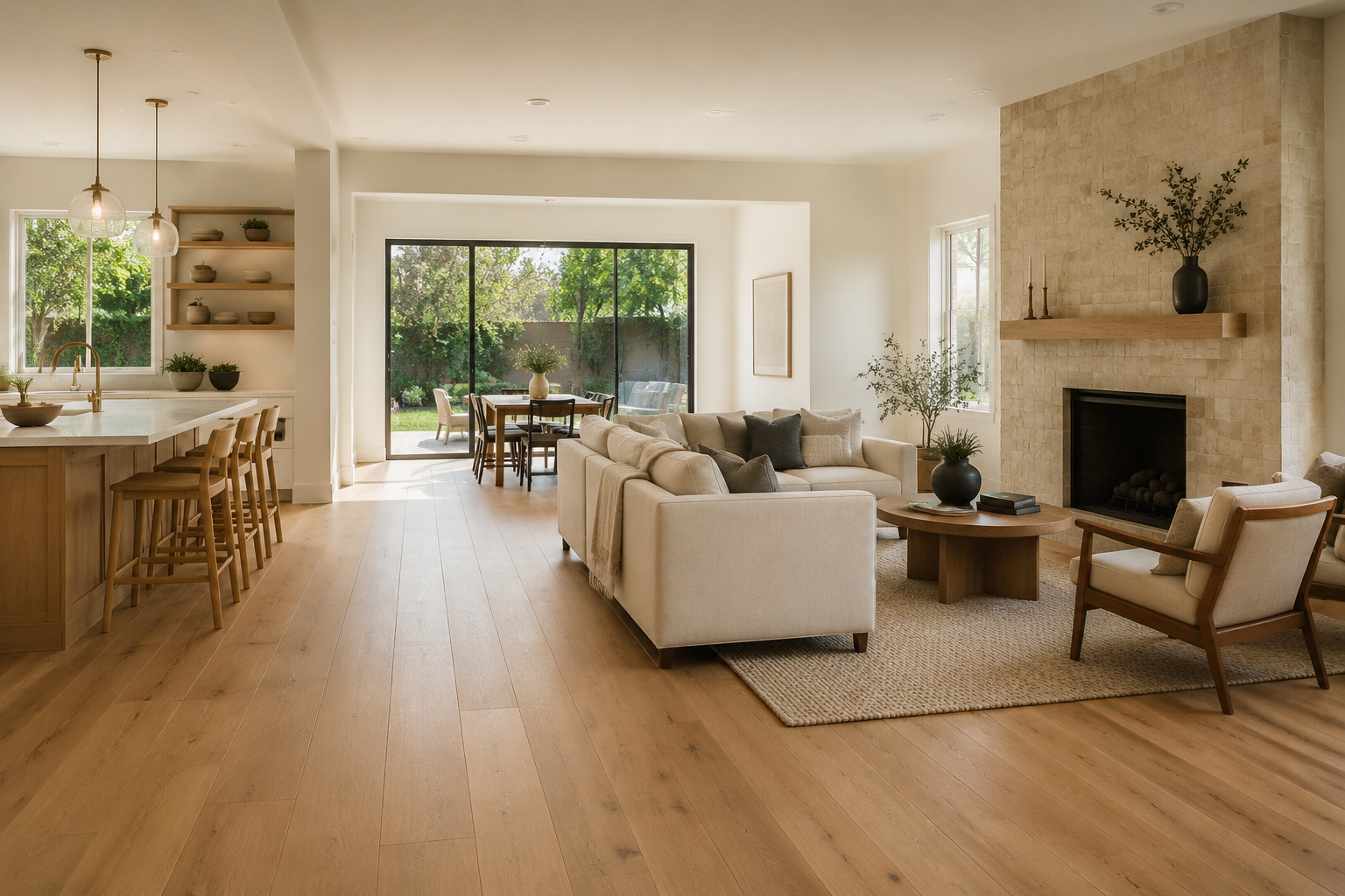 Renovated living space with modern interior finishes