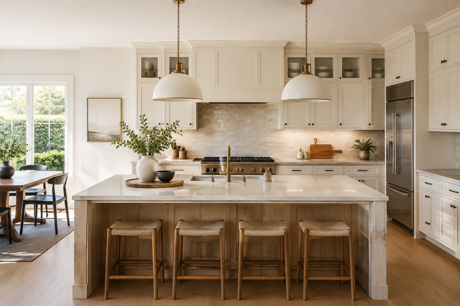 Modern kitchen renovation with updated cabinets, countertops, and fixtures