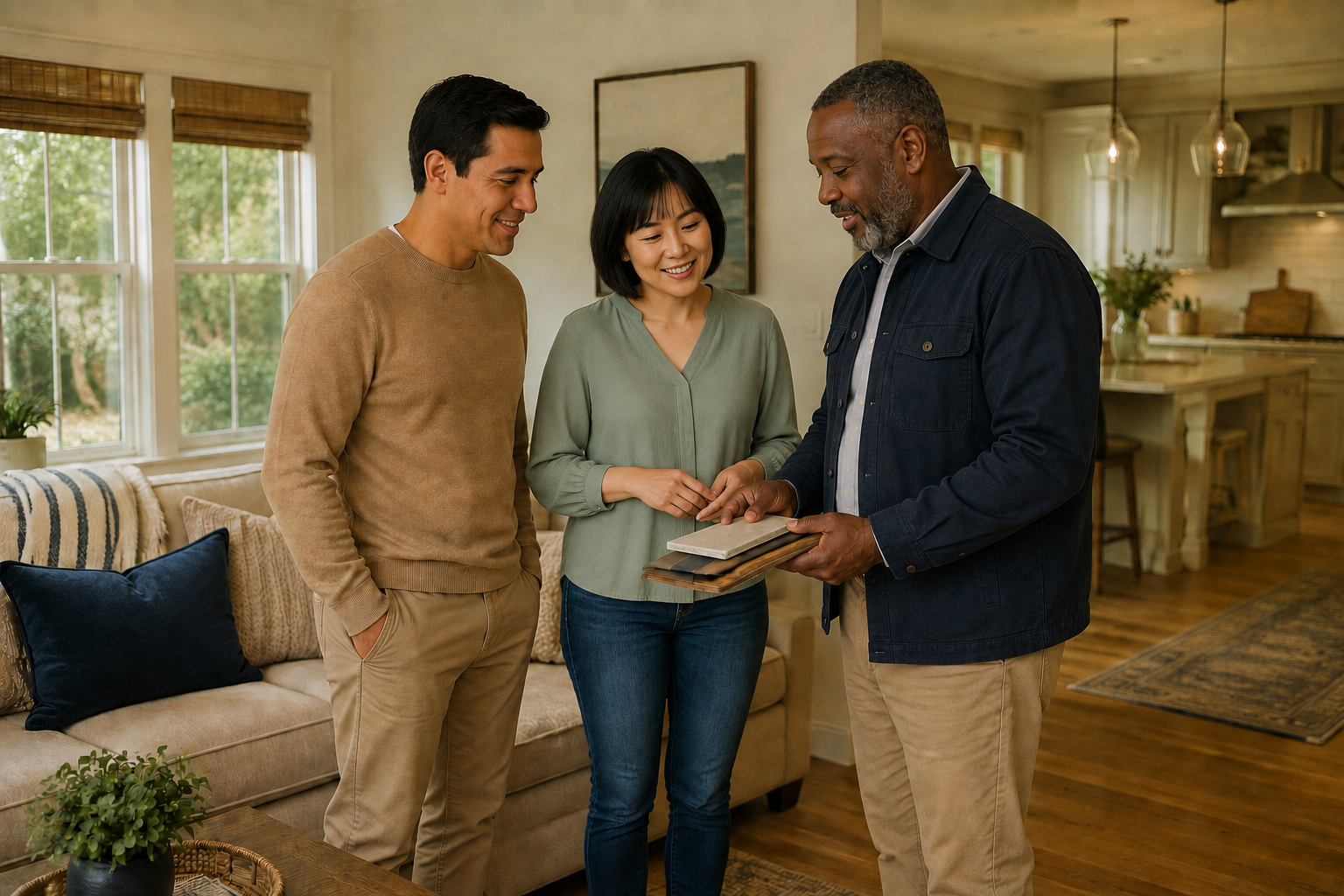 Homeowner meeting with a local professional to discuss a home improvement project