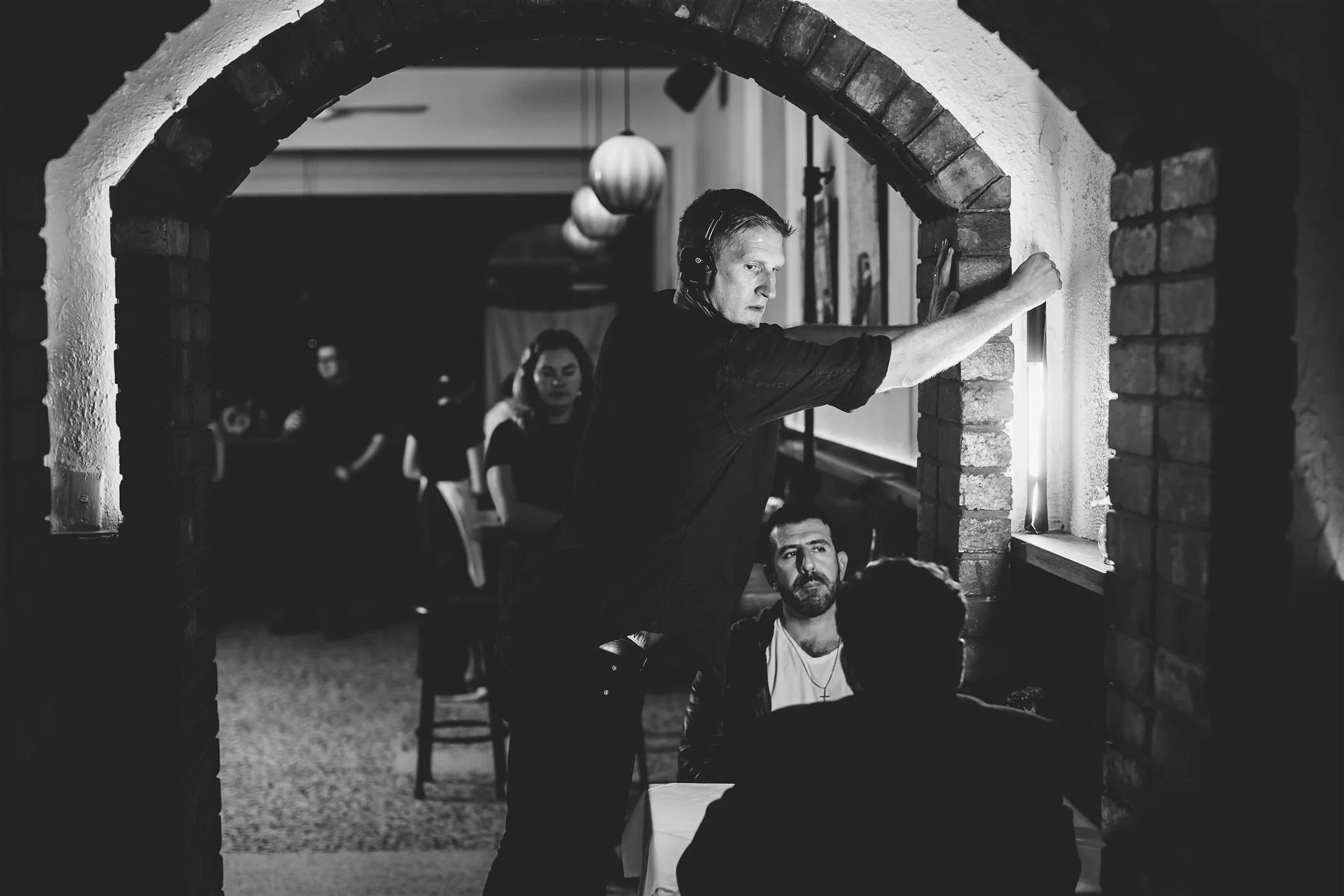 Behind-the-scenes photo of Jerome Cole on set during the filming of Cugini.