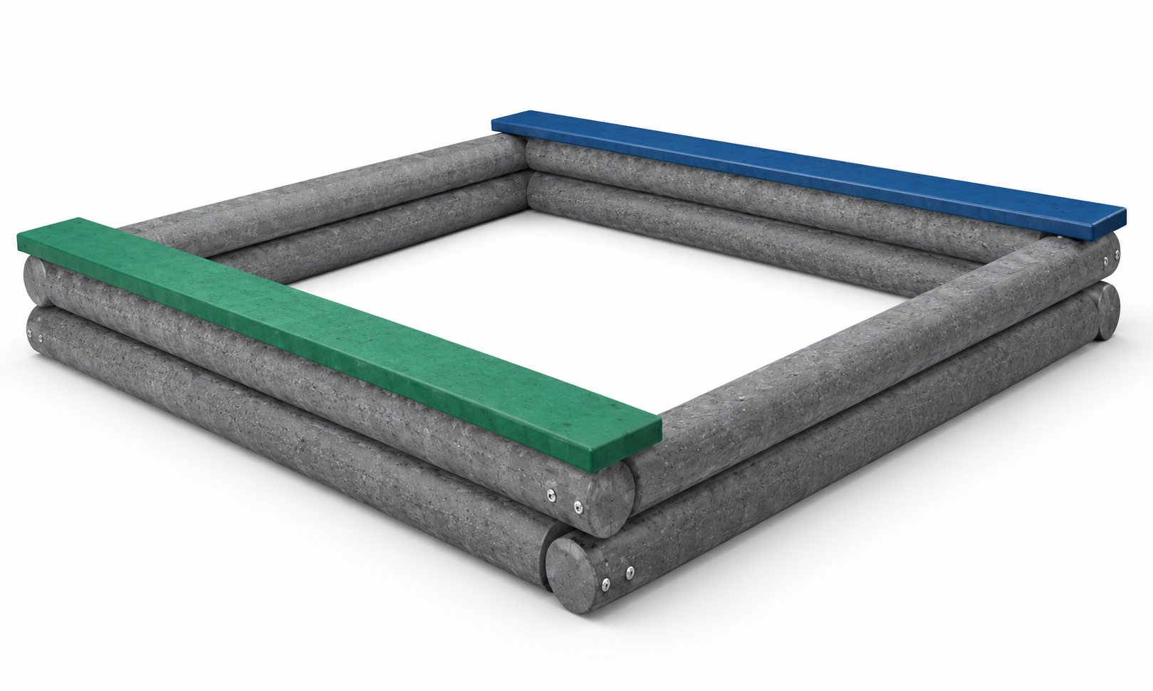 3D-Sandkasten mit grünen und blauen Sitzbrettern.png