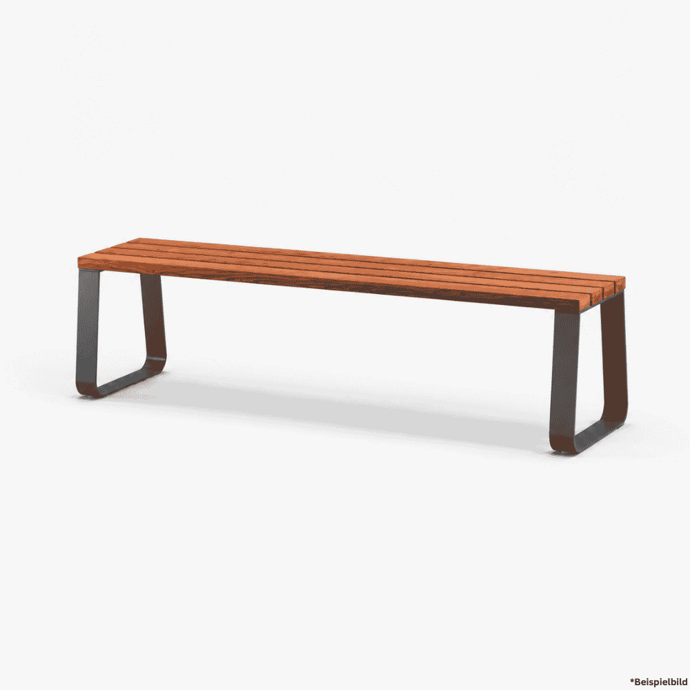 Sitzbank mit Holzauflage und Metallgestell