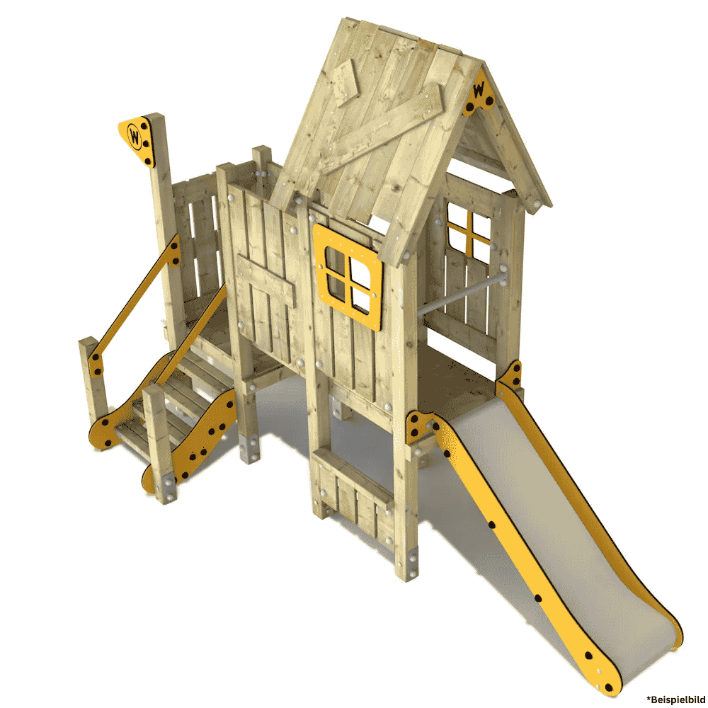 Spielturm Mini mit Rutsche, Kletteraufgang & Dach