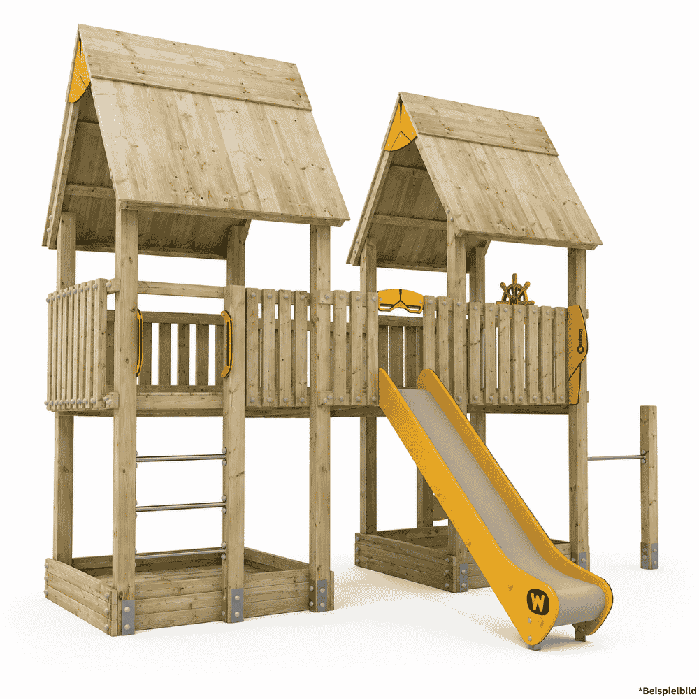 Spielturm-Kombination mit Doppelturm und Rutsche